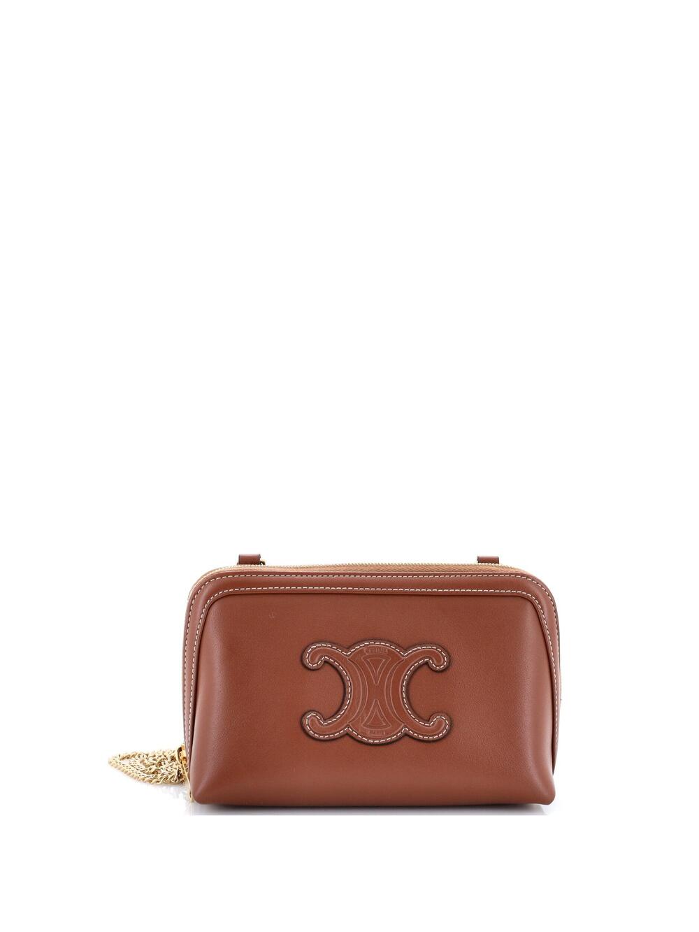 Celine Cuir Triomphe Zip Around Chain #342750C14B